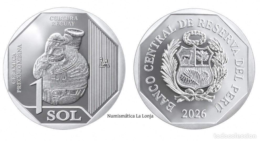 Billetes extranjeros: Per&uacute; 1 Sol Conmemorativa Cultura Recuay 2026 Km Nuevo Sc Unc