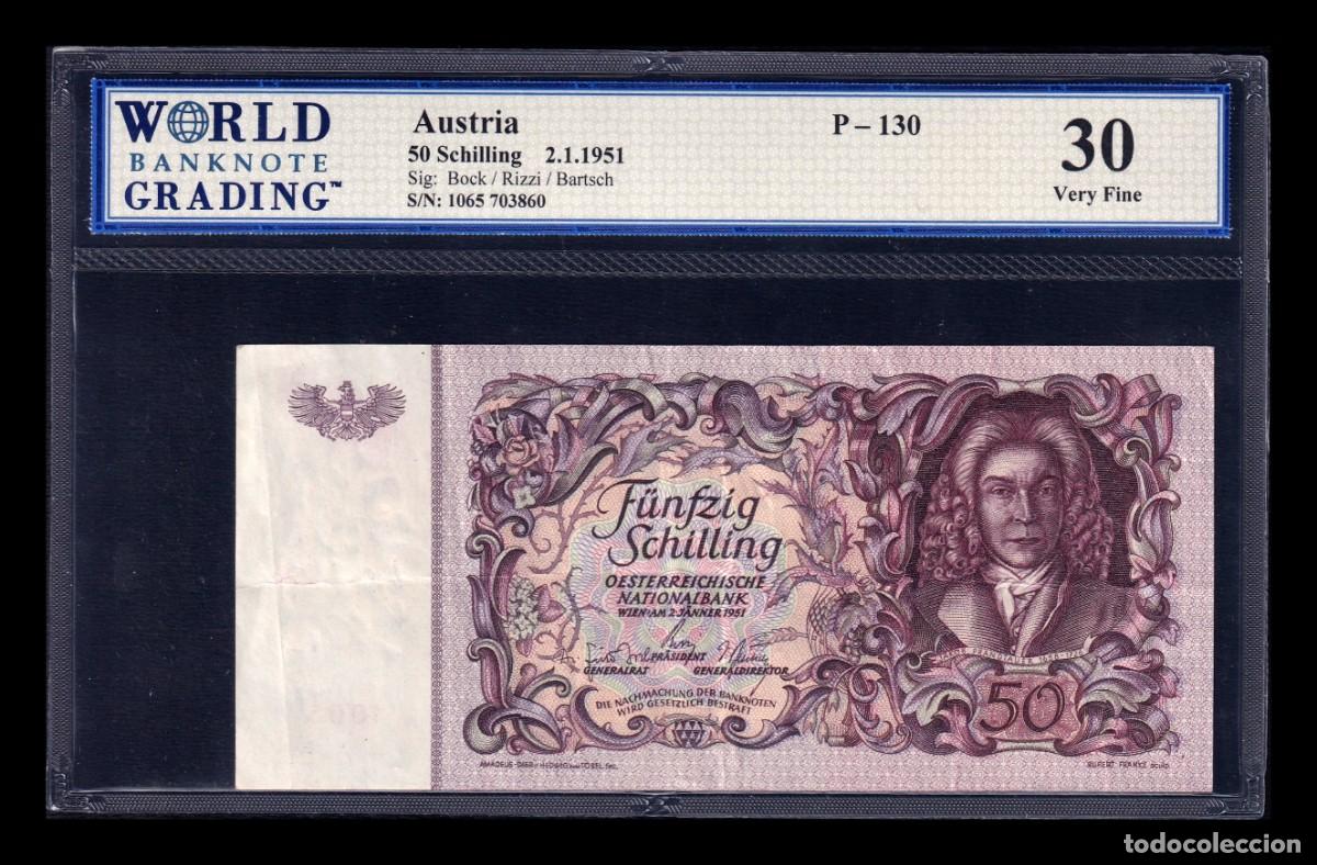 Billetes extranjeros: Austria 50 Schilling Jakob Prandtauer 1951 Pick 130a WBG 30 Mbc Vf