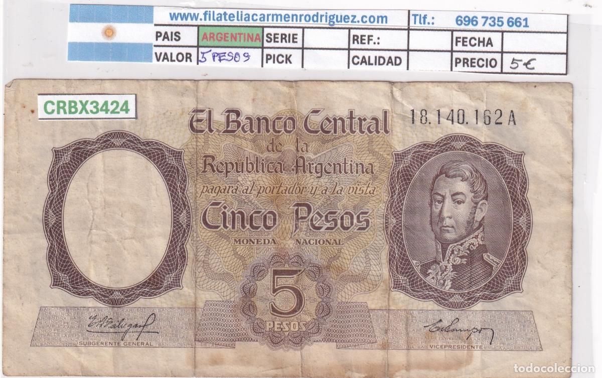 Billetes extranjeros: CRBX3424 BILLETE ARGENTINA 5 PESOS ND BC