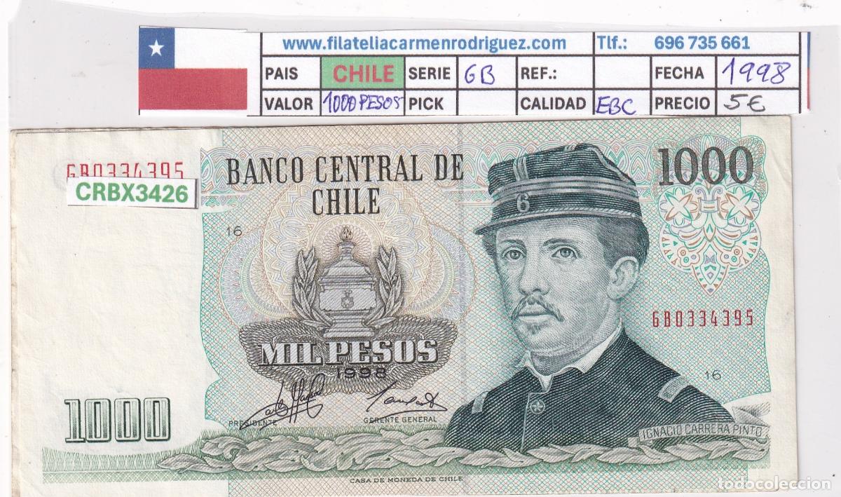 Billetes extranjeros: CRBX3426 BILLETE CHILE 1000 PESOS 1998 SERIE 6B EBC