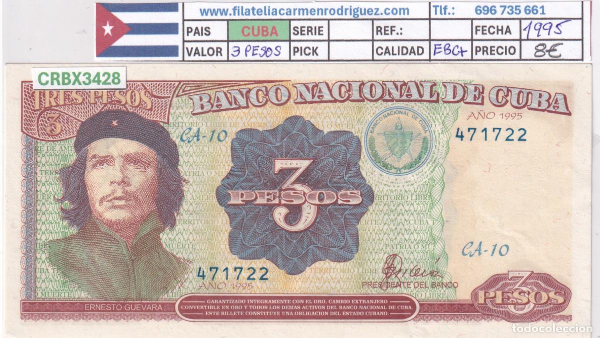 Billetes extranjeros: CRBX3428 BILLETE CUBA 3 PESOS 1995 CHE GUEVARA EBC+