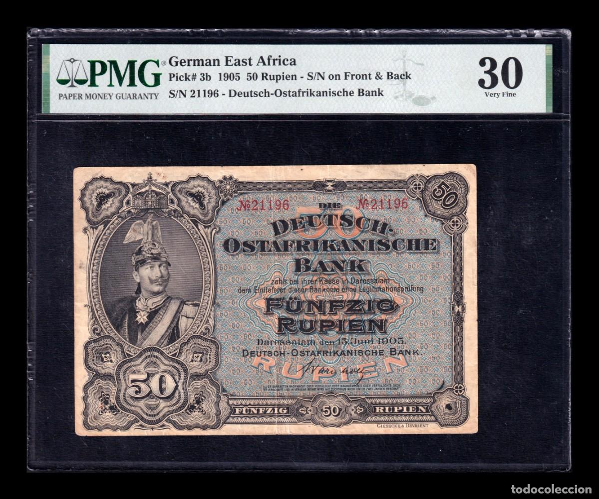 Billetes extranjeros: &Aacute;frica Oriental Alemana 50 Rupien 1905 Pick 3b PMG 30 Mbc Vf