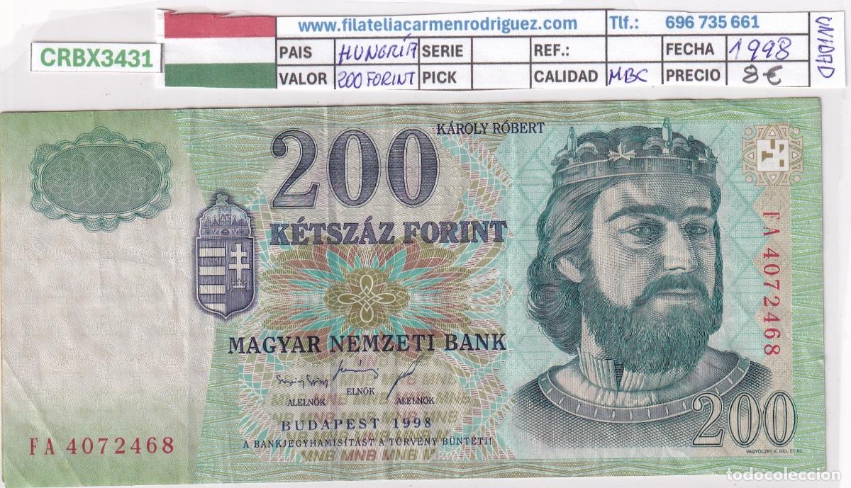 Billetes extranjeros: CRBX3431 BILLETE HUNGRIA 200 FORINT 1998 SERIE FA MBC