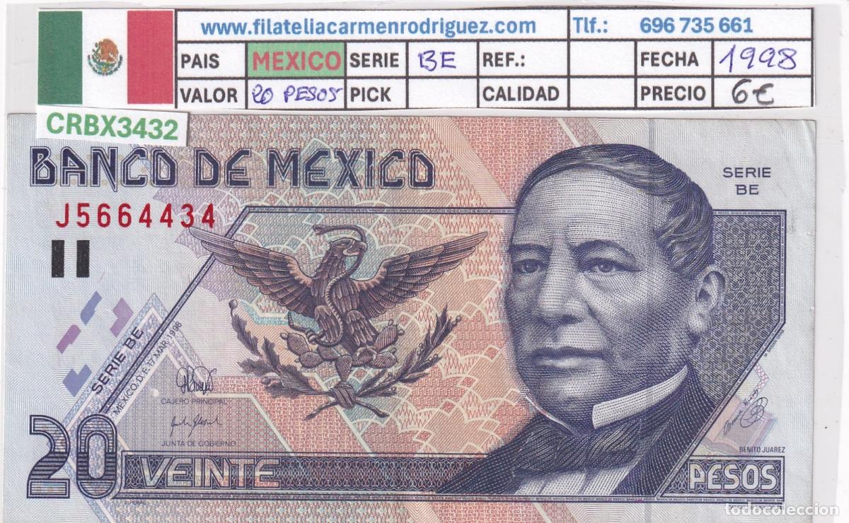 Billetes extranjeros: CRBX3432 BILLETE MEXICO 20 PESOS 1998 SERIE BE
