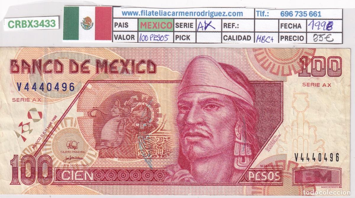 Billetes extranjeros: CRBX3433 BILLETE MEXICO 100 PESOS 1996 SERIE AX MBC+