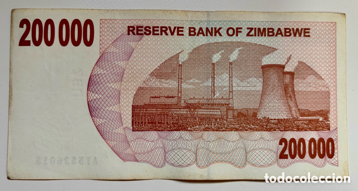 Billetes extranjeros: Billete ZIMBABWE 200000 Dolares 2007-2008 - Foto 2