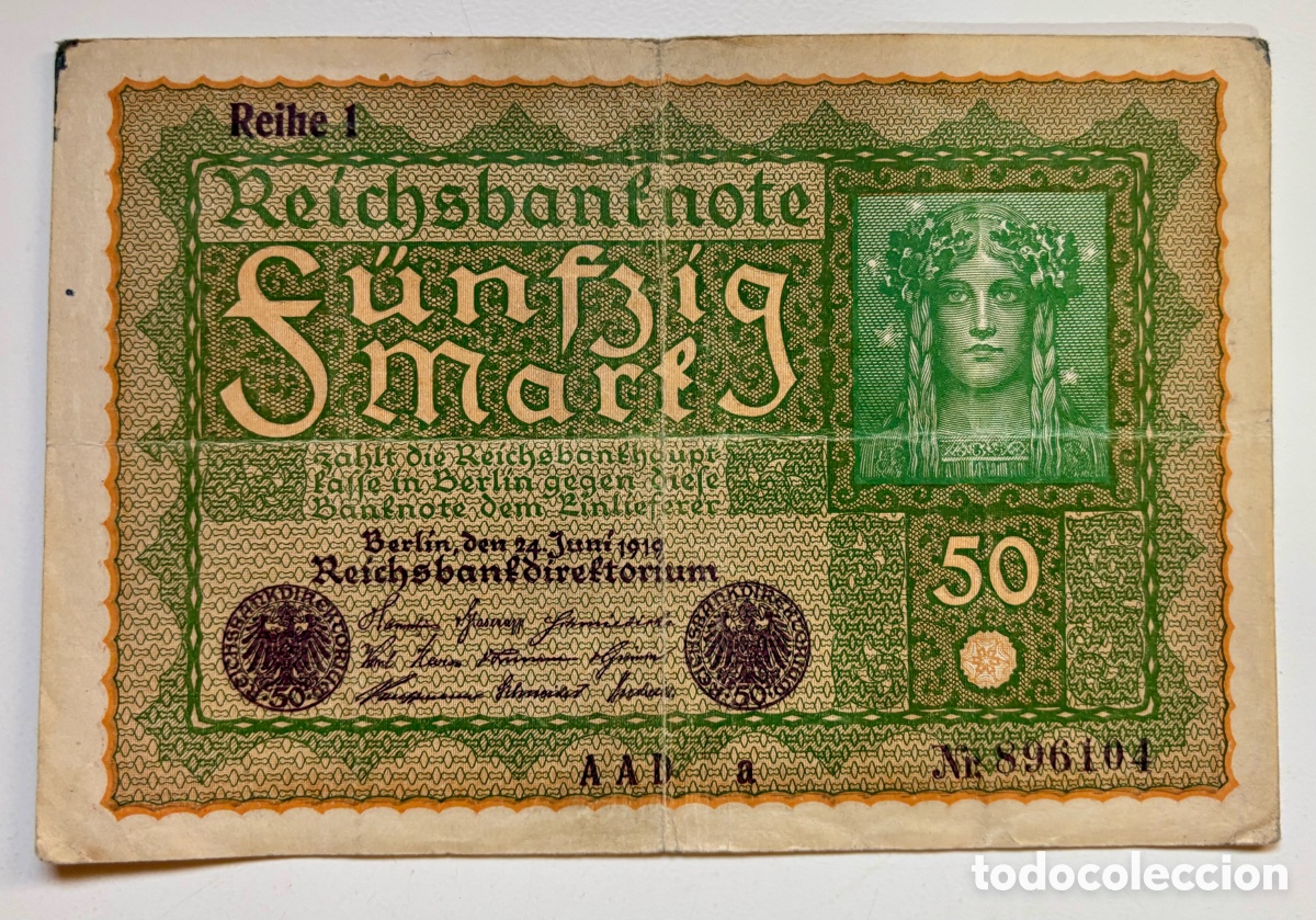 Billetes extranjeros: Billete ALEMANIA 50 Marcos 1919 MBC. Mark