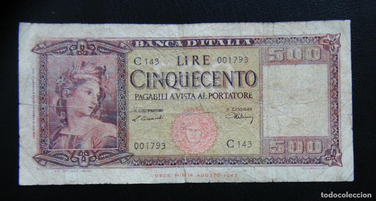 Billetes extranjeros: ITALIA BILLETE DE 500 LIRAS 1948 CIRCULADO