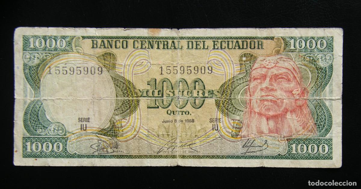 Notas Internacionais: ECUADOR BILLETE DE 1.000 SUCRES 1988 CIRCULADO