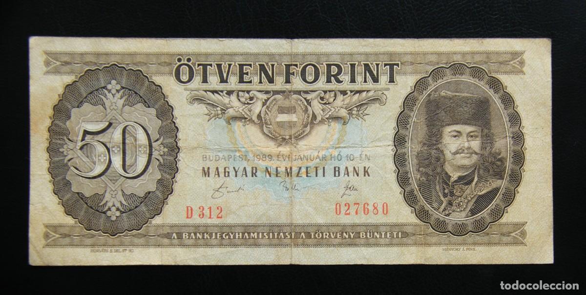 Notas Internacionais: HUNGRIA BILLETE DE 50 FLORINES 1989 CIRCULADO