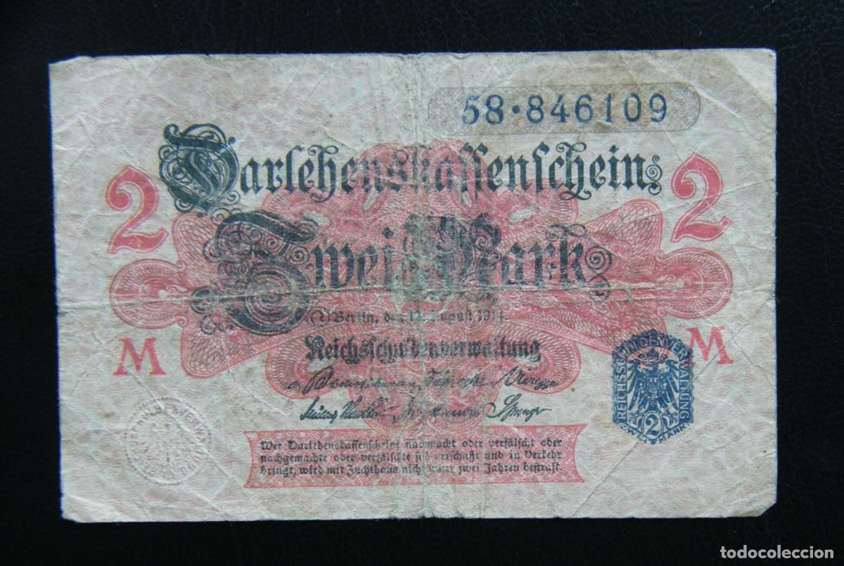 Notas Internacionais: ALEMANIA BILLETE DE 2 MARCOS 1914 CIRCULADO