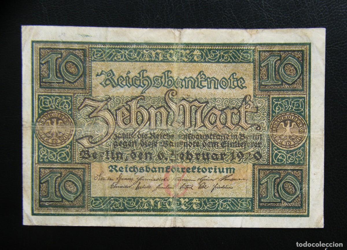 Notas Internacionais: ALEMANIA BILLETE DE 10 MARCOS 1920 CIRCULADO