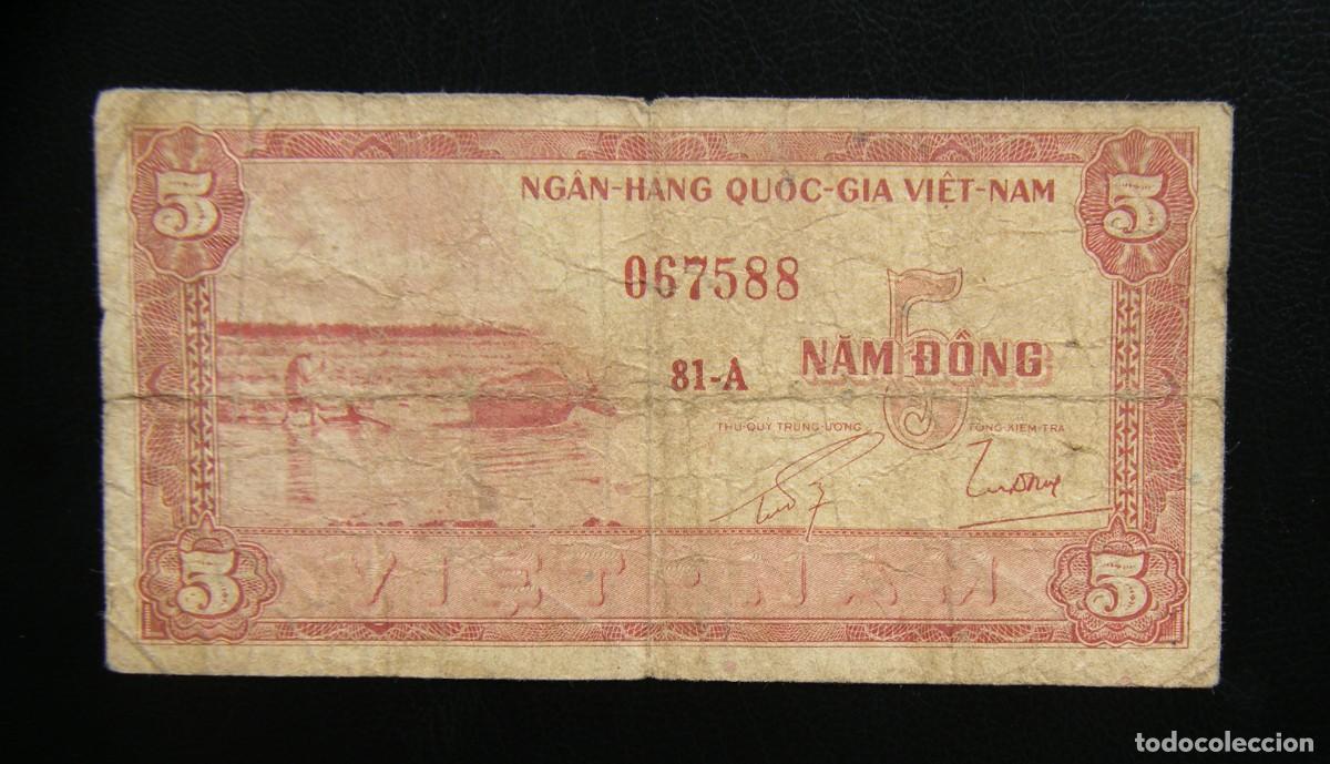 International Banknotes: VIET-NAM BILLETE DE 5 DONG 1955 CIRCULADO