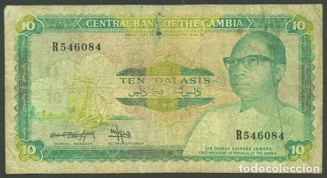 Billetes extranjeros: GAMBIA. 10 dalasis (????). Pick ??. Combinacion de firmas no catalogada. Probablemente Pick 10b.