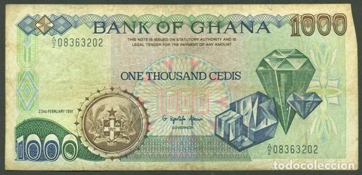 Billetes extranjeros: GHANA. 1000 cedis 1991. Pick 29a.