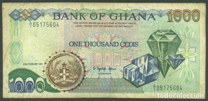 Billetes extranjeros: GHANA. 1000 cedis 1991. Pick 29a.