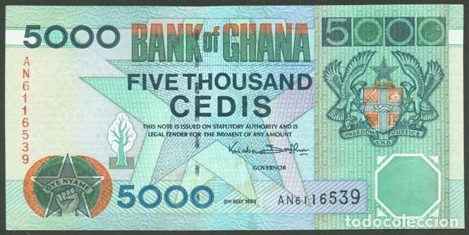 Billetes extranjeros: GHANA. 5000 cedis 2.5. 1998. Pick 34c.