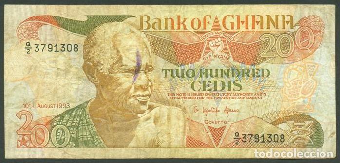 Billetes extranjeros: GHANA. 200 cedis 10.8.1993. Pick 27b