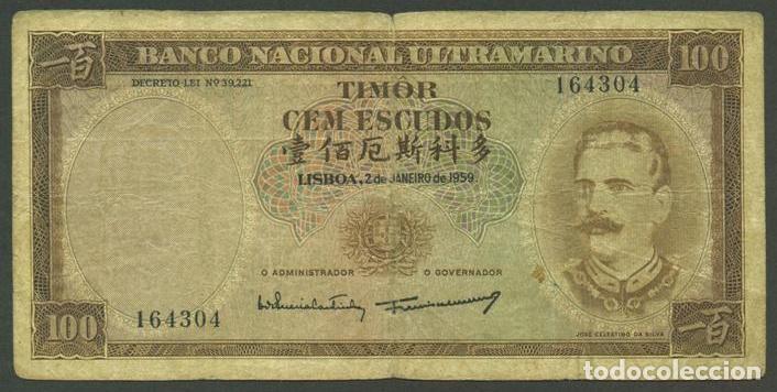 Billetes extranjeros: TIMOR. 100 escudos 2.1.1959. Pick 24.