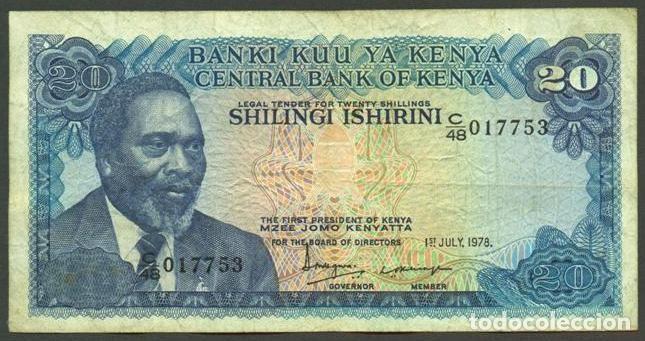 Billetes extranjeros: KENIA (KENYA). 20 shilingi (shillings) 1.7. 1978. Pick 17. Fauna. Leones.