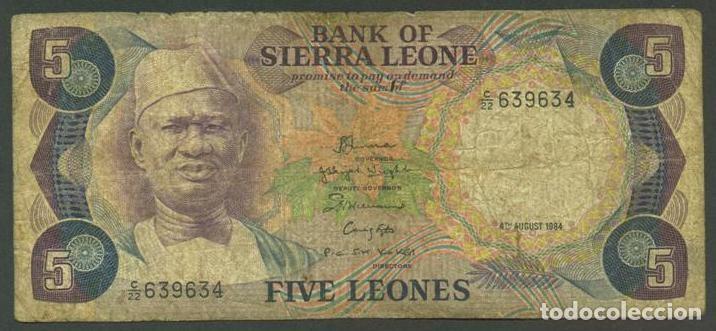 Billetes extranjeros: SIERRA LEONE. 5 leones 4.8. 1984. Pick 7 f.
