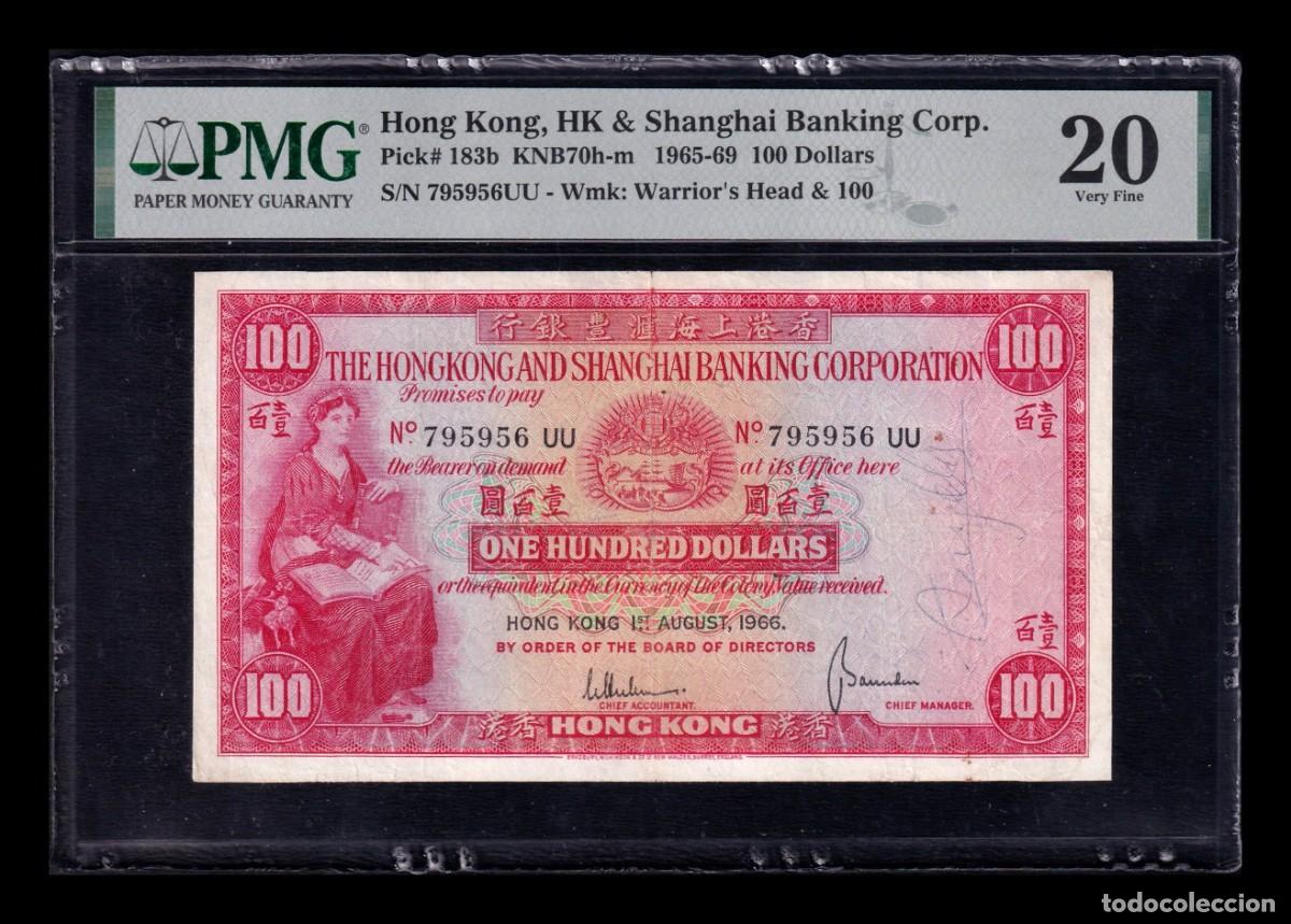 Billetes extranjeros: Hong Kong 100 D&oacute;lares 1966 Pick 183b PMG 20 Bc/Mbc F/Vf