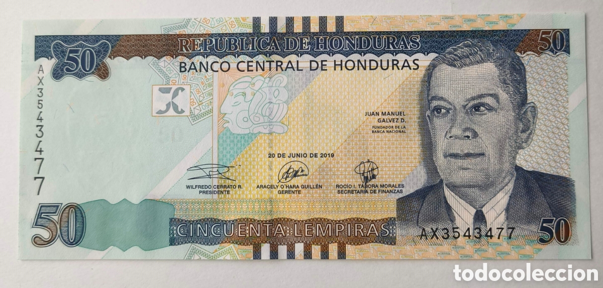 Billetes extranjeros: Honduras. 2019. 50 lempiras. S/C
