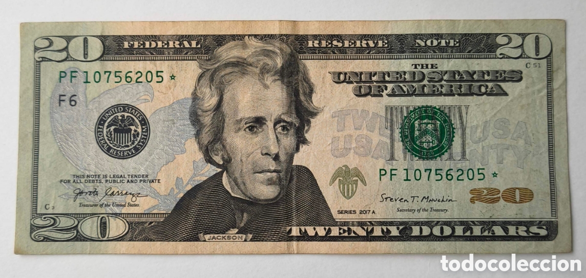 Billetes extranjeros: EEUU. 2017. 20 d&oacute;lares. Reposici&oacute;n