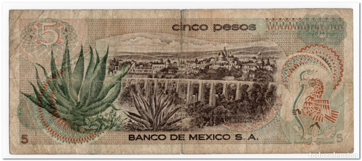 Billetes extranjeros: MEXICO,5 PESOS,1972,P.62c,CIRCULATED - Foto 2