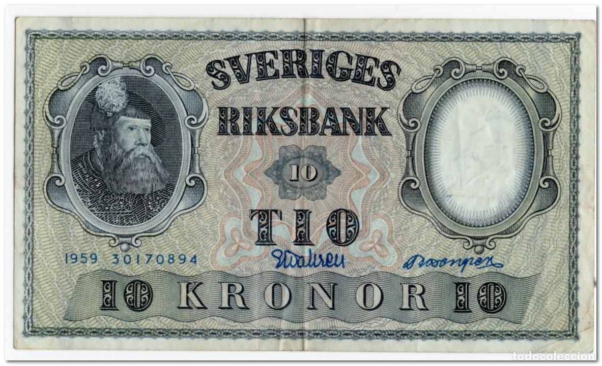 Billetes extranjeros: SWEDEN,10 KRONOR,1959,P.43g,VF