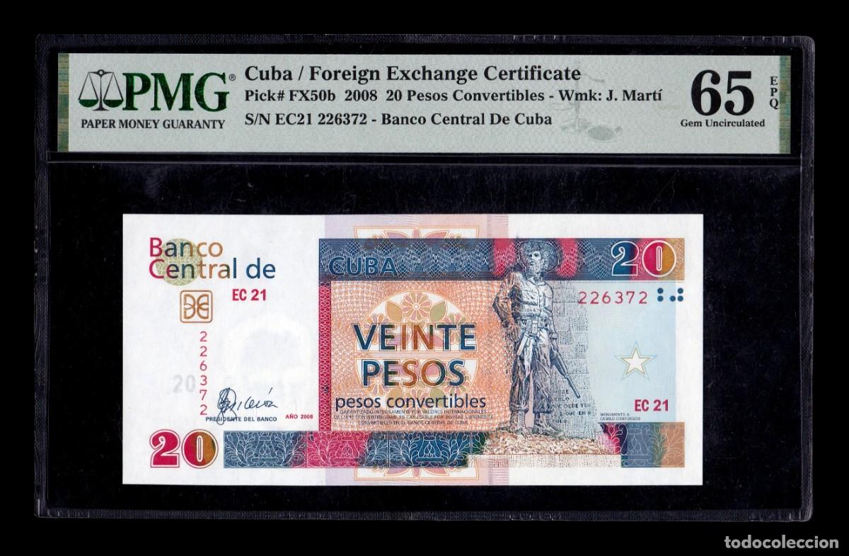 Billetes extranjeros: Cuba 20 Pesos Convertibles 2008 Pick FX50b PMG 65 EPQ Sc Unc