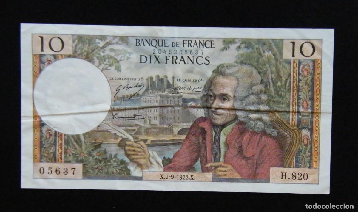 International Banknotes: FRANCIA BILLETE DE 10 FRANCOS 1972 EBC &uml;VOLTAIRE&uml;