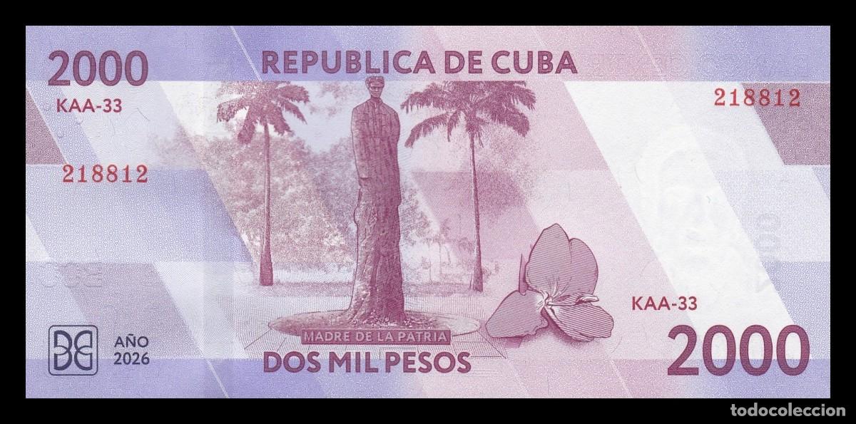 Billetes extranjeros: Cuba 2000 Pesos Mariana Grajales Cuello 2026 Pick 145 Nuevo Capicua Sc Unc