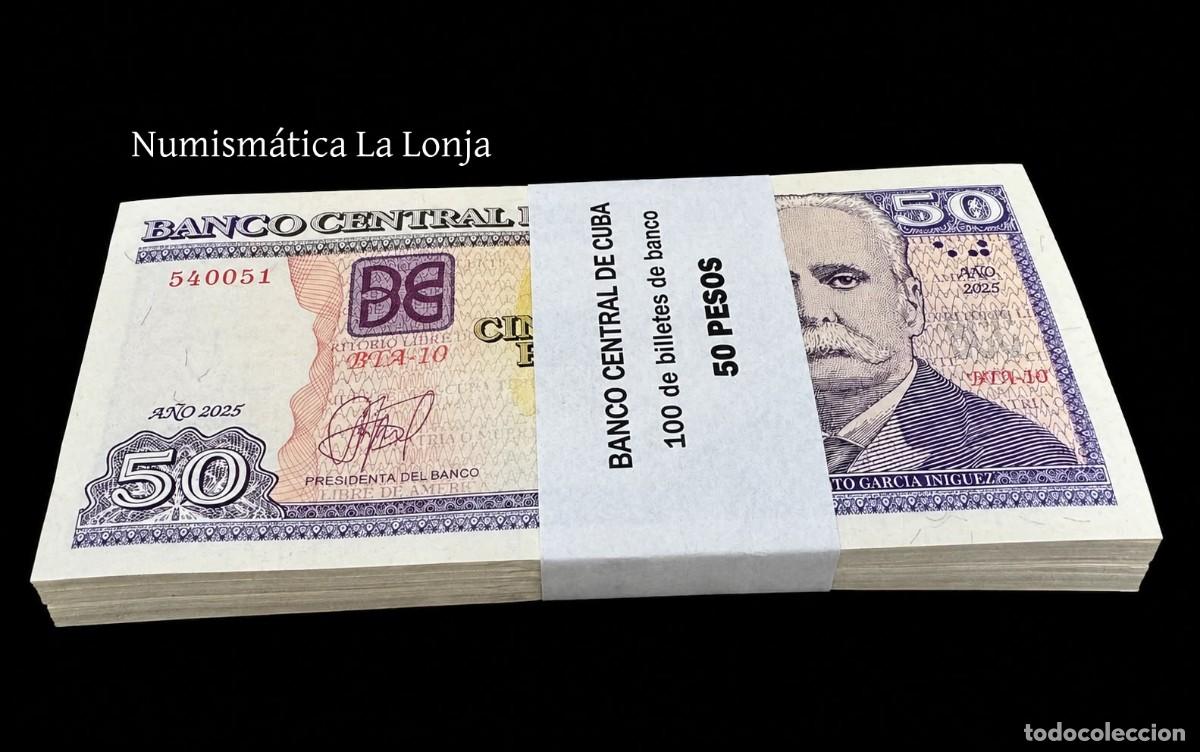 Billetes extranjeros: Cuba Taco 100 billetes 50 Pesos Calixto Garc&iacute;a I&ntilde;iguez 2025 Pick 123n Nuevo Sc Unc