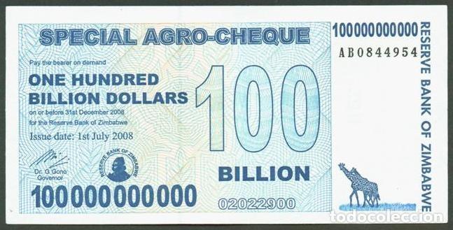 Internationale Banknoten: ZIMBABWE. 100 billiones de dolares 2008. Pick 64.