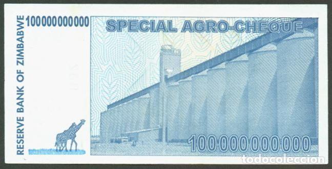 Billetes extranjeros: ZIMBABWE. 100 billiones de dolares 2008. Pick 64. - Foto 2
