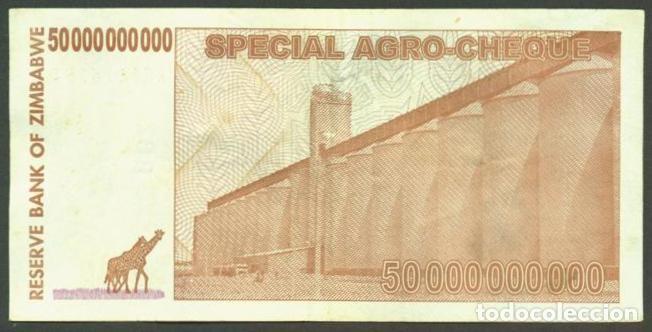 Billetes extranjeros: ZIMBABWE. 50 billiones de dolares 2008. Pick 63. - Foto 2