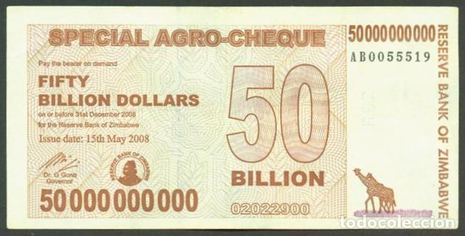 Internationale Banknoten: ZIMBABWE. 50 billiones de dolares 2008. Pick 63.