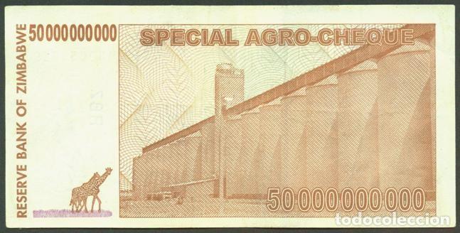 Billetes extranjeros: ZIMBABWE. 50 billiones de dolares 2008. Pick 63. - Foto 2