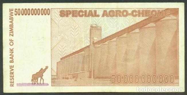 Billetes extranjeros: ZIMBABWE. 50 billiones de dolares 2008. Pick 63. - Foto 2
