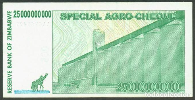 Billetes extranjeros: ZIMBABWE. 25 billiones de dolares 2008. Pick 62. - Foto 2