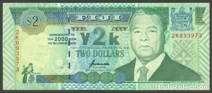 Internationale Banknoten: FIJI (FIYI). Conmemorativo 2 dolares 2000. Pick 104. Millenium.