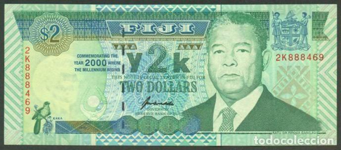Internationale Banknoten: FIJI (FIYI). Conmemorativo 2 dolares 2000. Pick 104. Millenium.