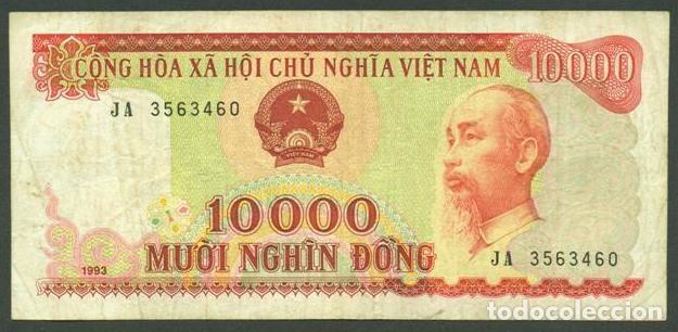 Billetes extranjeros: VIETNAM. 10000 dong 1993.