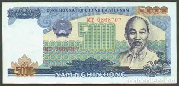 Billetes extranjeros: VIETNAM. 5000 dong 1987. Pick 104. S/C. Ver nota.