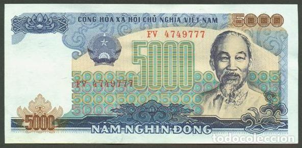 Billetes extranjeros: VIETNAM. 5000 dong 1987. Pick 104.