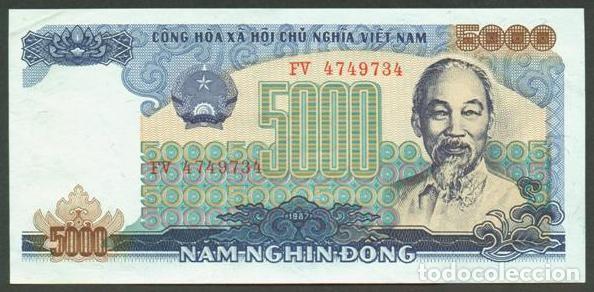 Billetes extranjeros: VIETNAM. 5000 dong 1987. Pick 104.
