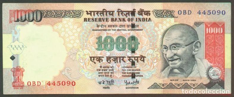 Billetes extranjeros: INDIA. 1000 rupees 2006. Letra R.