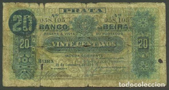 Billetes extranjeros: MOZAMBIQUE. 20 centavos prata 1919. Pick R2.