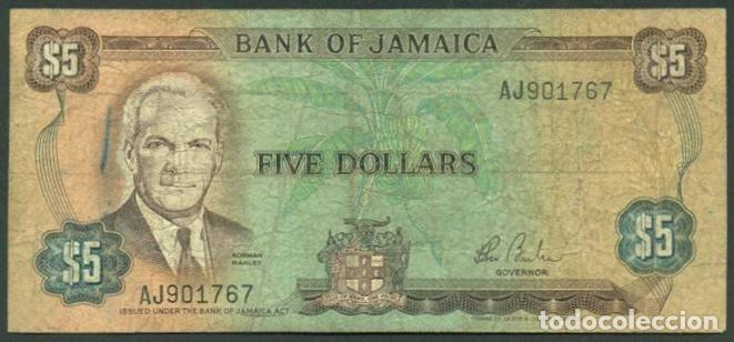 Billetes extranjeros: JAMAICA. 5 dolares (1984). Firma 7. S/F. Pick 66.